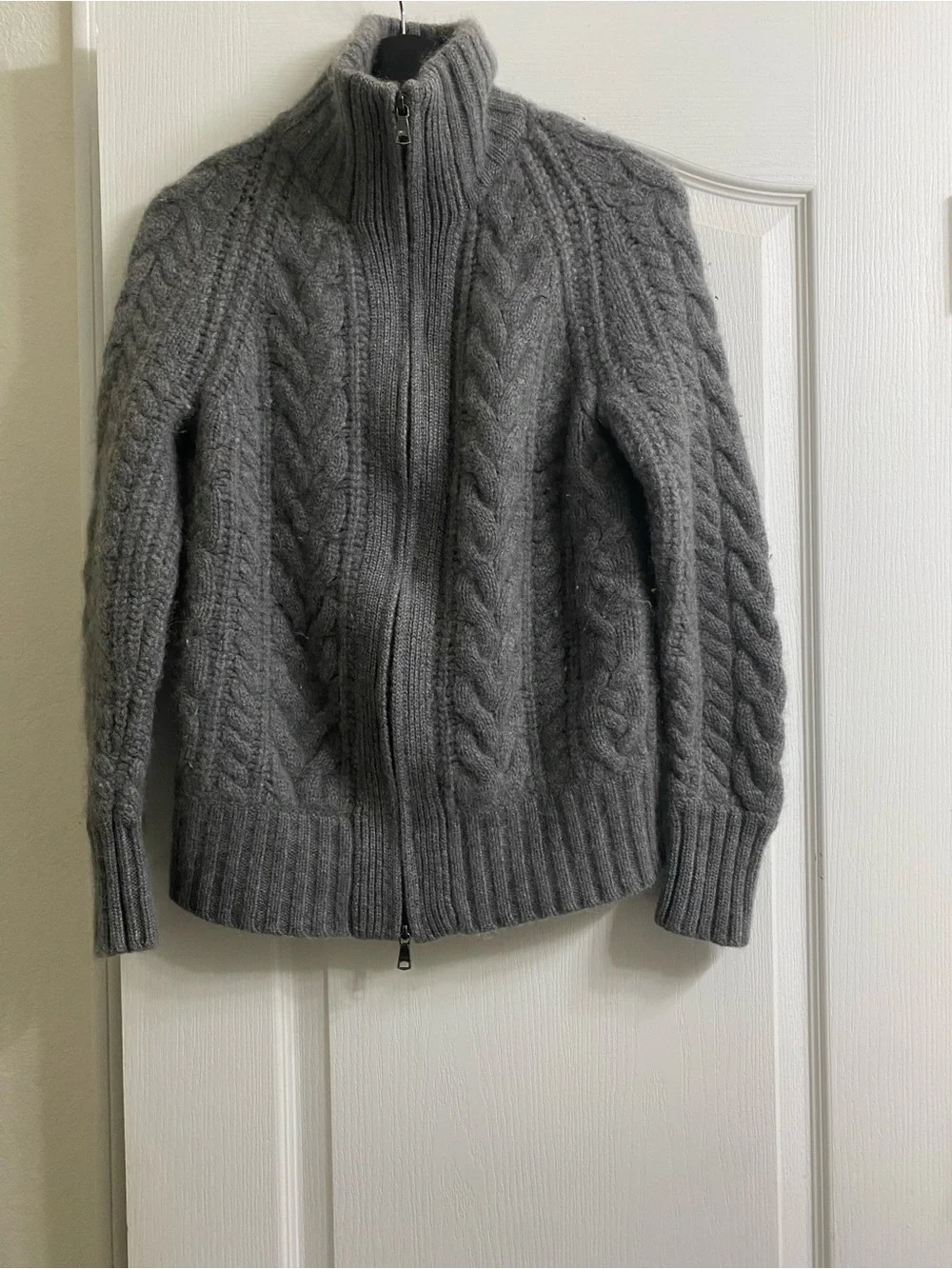 Banana Republic Todd & Duncan Scottish Cashmere Cable Knit Full Zip Sweater S